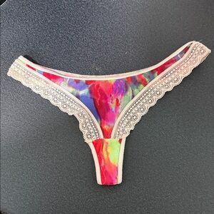 Multicolor Lace Trim Thong